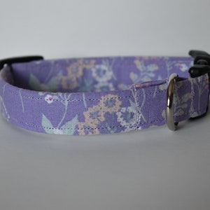 The &quot;Spring&quot; | Fabric Dog Collar | Adjustable Dog Collar | Purple Floral Dog Collar