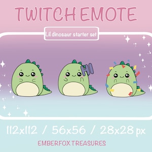Twitch|Discord |YouTube cute lil dinosaur starter emotes.