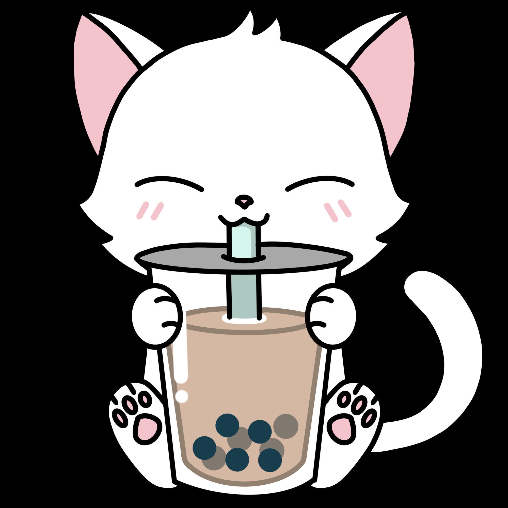 Cute Lil' Cat Drinking Bubble Tea Twitchdiscordyoutube - Etsy UK