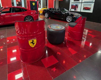 Ferrari-Inspired Set of Chairs with F1 Wheel Coffee Table