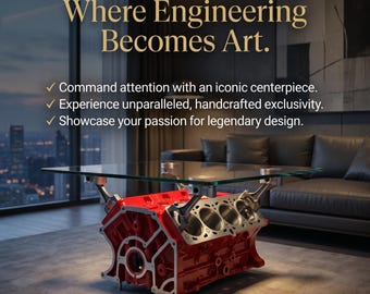 Ferrari 308 Mondial V8 Engine Block Coffee Table - Handcrafted Unique Automotive Decor