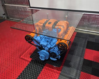 V8 Engine Table-Gulf Inspired Colors