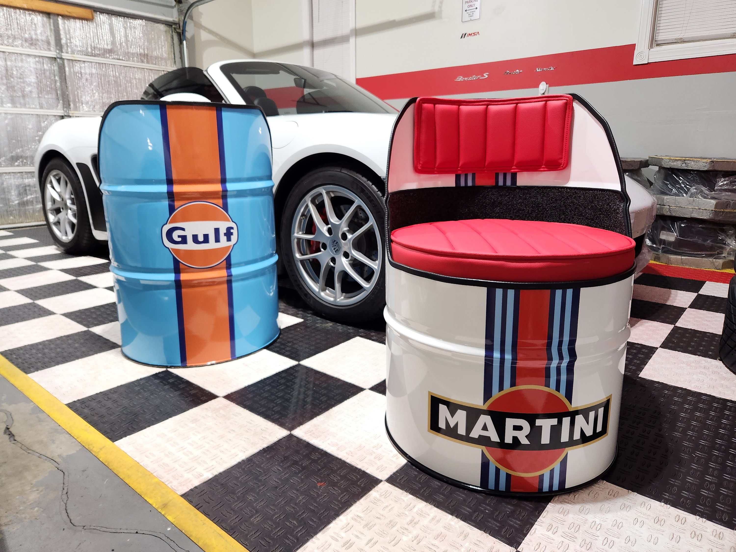 ポルシェドラム缶チェアー　MARTINI RACING Porsche ポルシェドラム缶チェアーMARTINI RACING Porsche