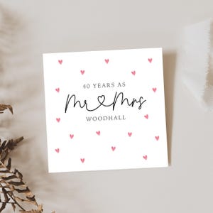 Personalised 40th Wedding Anniversary Card - Fortieth Anniversary Card for Couples - Ruby Anniversary - Mr & Mrs - 40 Years Married