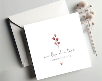 Tarjeta de pésame - Tarjeta "Un día a la vez" - Tarjeta de duelo - Condolencias - Con mi más sentido pésame - Lo siento mucho por tu pérdida - Tarjeta "Pensando en ti"