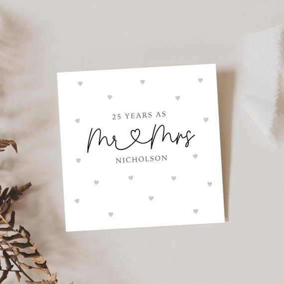 Personalised 25th Wedding Anniversary Card - Twenty Fifth Anniversary Card for Couples - Silver Anniversary - Mr & Mrs - 25 Years Married