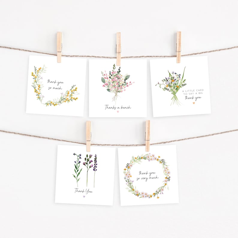 Thank You Cards, Pack of 5 - Floral Cards - Little Card Big Thank You ...