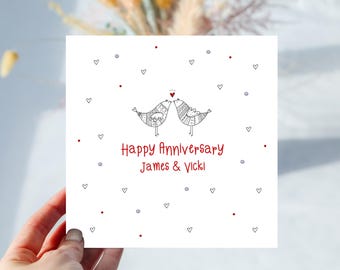 Personalised Wedding Anniversary Card - Anniversary Card Mum & Dad - Anniversary Card To You Both - Special Couple - Love Birds Anniversary