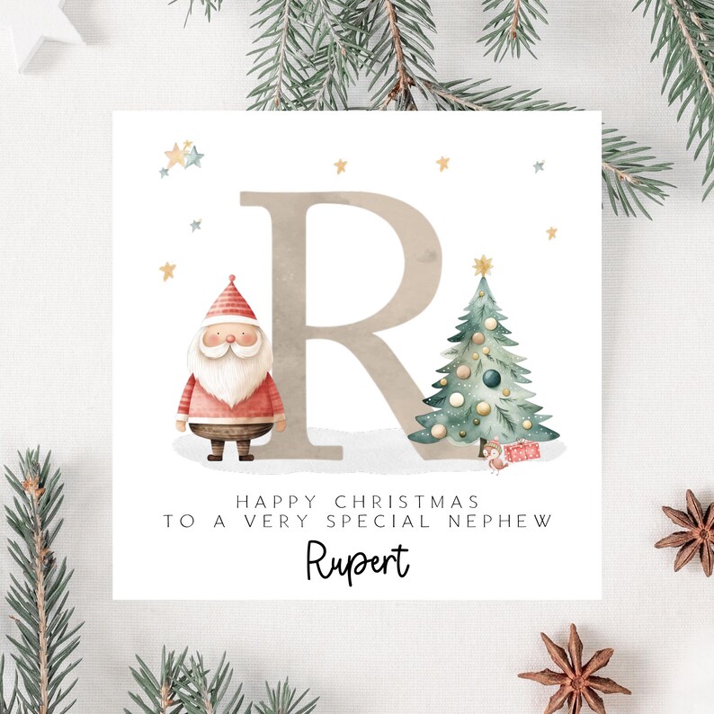 Personalised Father Christmas Card - Santa Christmas Card For Grandson, Son,Nephew, Godson,Daughter, Granddaughter, Niece, Goddaughter, Kids image 2