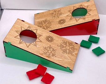 1:6 Christmas cornhole prop, elf prop, cornhole for 10” thru 12” dolls, elf cornhole game, boy elf, girl elf, red elf, 1/6 games for dolls