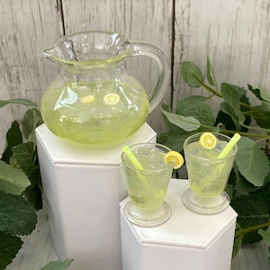 1:3 lemonade set for 18” doll, fake lemonade, doll lemonade, 1/3 drink for doll, drinks for doll, tiered tray decor, lemonade tiered tray