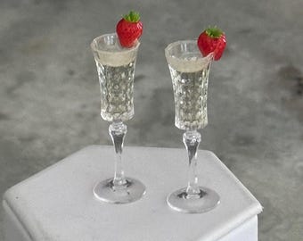 1:6 Scale Doll Champagne with Strawberries - Miniature Drink Set, fashion doll, playscale