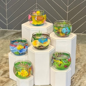 1:3 scale fishbowl prop for doll, fake pet fish, mini fishbowl, fun cartoon fishbowl, 1/3 doll props/accessories, 15” thru 20” doll prop