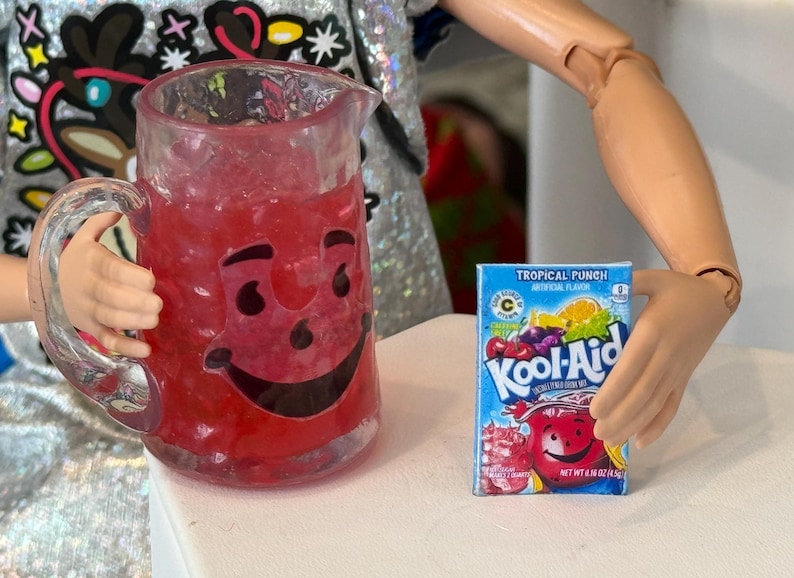 16 Playscale Pitcher of Juice, Punch, Kool Aid for Dolls, 1/6 Drink