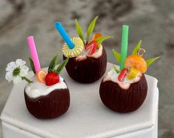 1:6 Coconut drink, 1” tropical coconut drinks for dolls, elf prop, coconut doll drinks, playscale, fake doll drinks, 1/6 tiki, doll drink