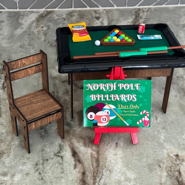 Elf prop, elf pool table, elf wrapping station, elf desk, multipurpose elf prop, Christmas elf prop, elf antics, elf shenanigans, Xmas elf