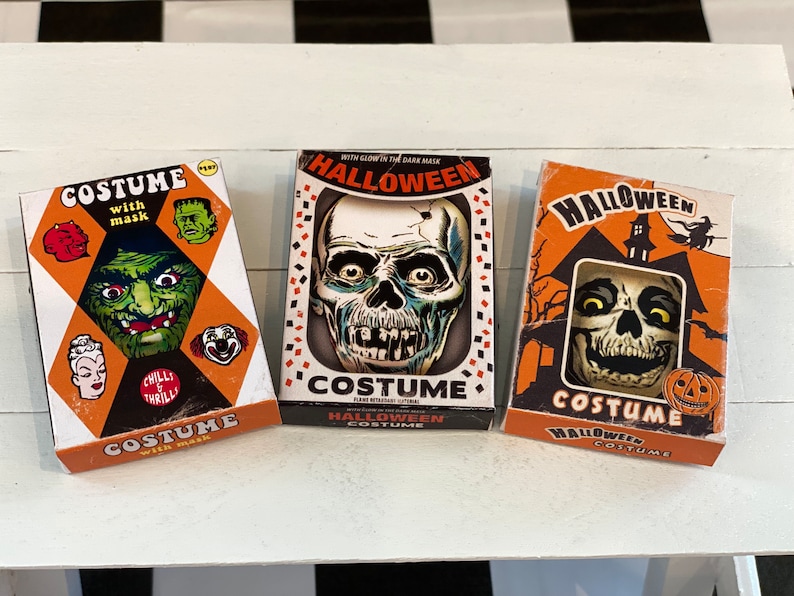 Mini Retro Halloween Costume Boxes: Doll Diorama Props (set of 3), 1/4 ...