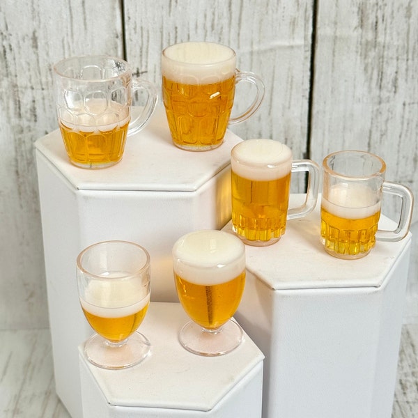 1:3 beer mugs/cups, faux beer for dolls, 13” they 18” doll beer, 1/3 drinks for doll, 18” doll, 16” doll, 13” doll, fake doll beer