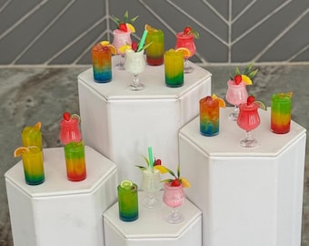 1:6 tropical drinks for dolls, elf prop, fashion doll drink, mini tropical doll drinks, 10” doll, 11.5” doll, 12” doll, playscale doll drink
