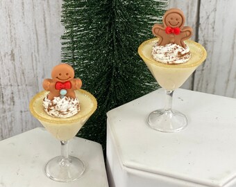 1:3 scale gingerbread martinis for dolls, elf prop, fake drinks for dolls, Byers Carolers, 13” thru 18” doll drinks, mini doll martinis