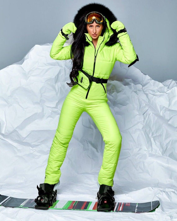 neon ski suit