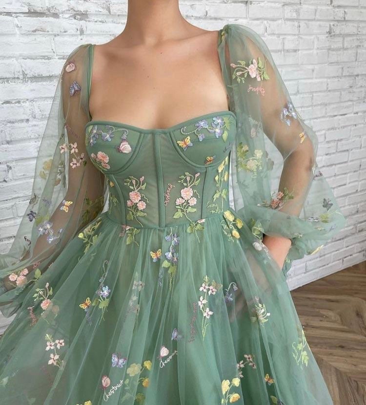 Summer Gown Floral Lace Dress 
