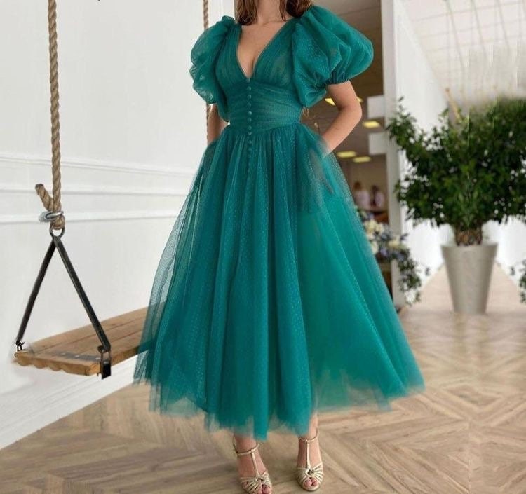 Vintage Teal Green Dotted Button 1950s Gown Tulle Prom Party - Etsy ...