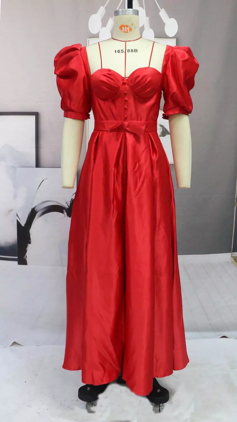 Beautiful Vintage Red Dress / Chic Red Dress With Puff Sleeve - Etsy