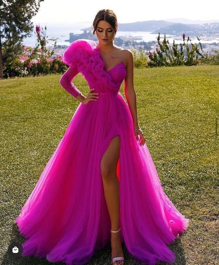 pink evening dress