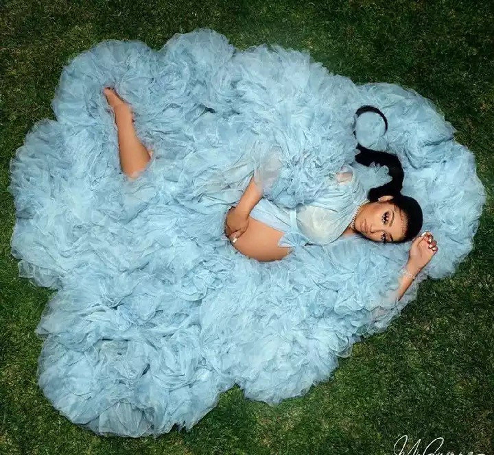 Bridal Fluffy Tulle Maternity Robes Custom Made Sky Blue Women Etsy