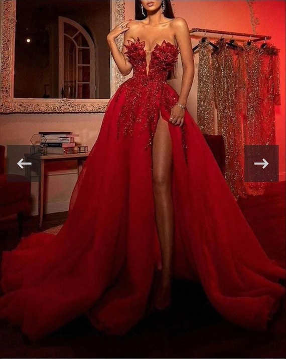 Red Woman Dress Red Tulle Dress Red 