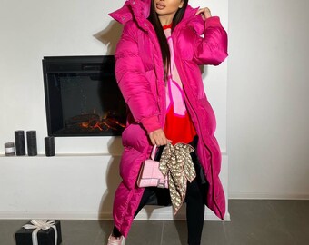 pink puffa coat