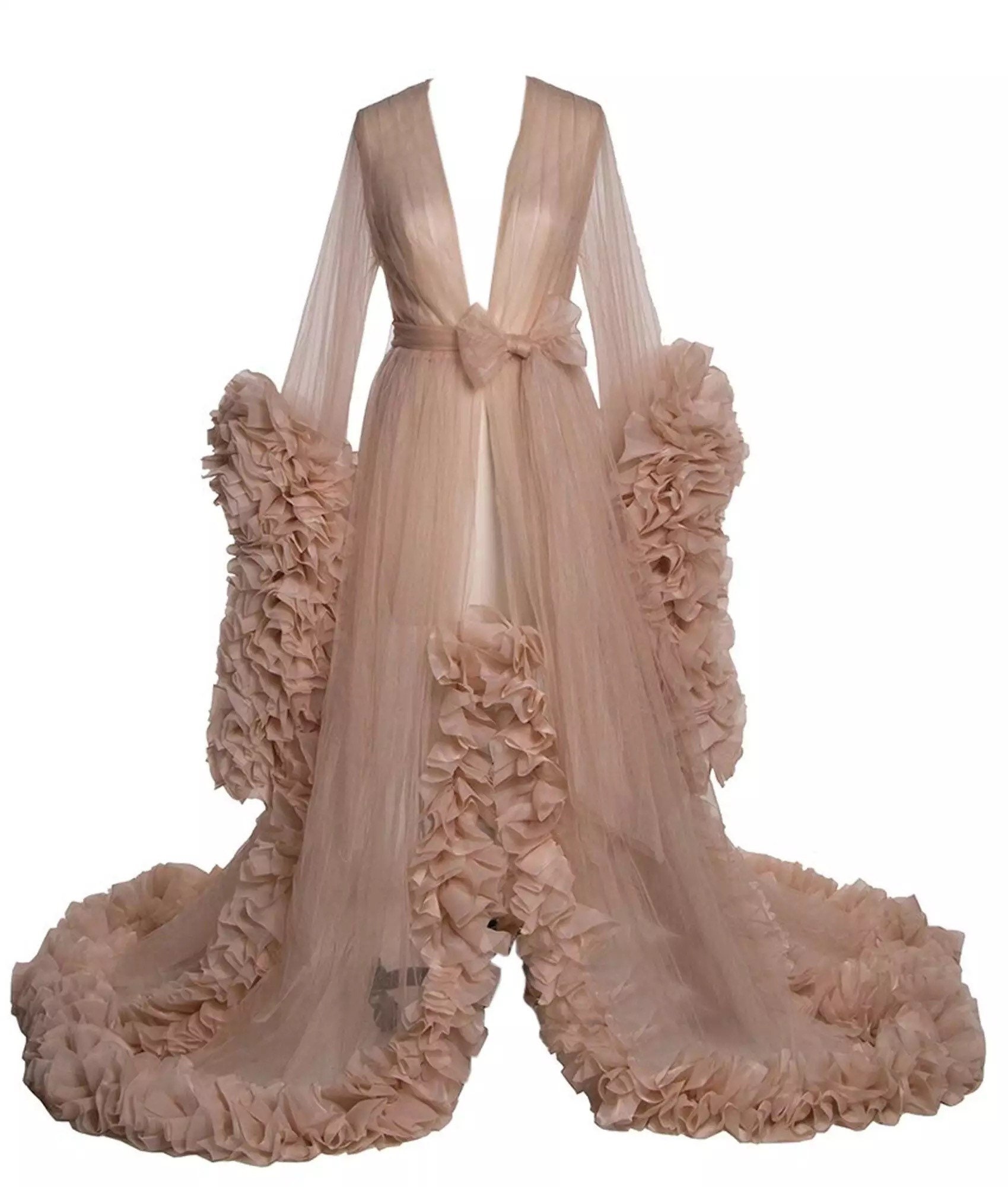 Womens Robes Long Tulle Bathrobe Fluffy 