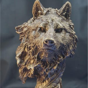 Large Size Special Design Wolf Head Statue Figurine, Wolf Gift Decorative Accessory, Home-Office Decoration, Tabletop Figurine, 11.82 Inches