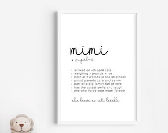 Personalised New Baby Print, Birth Print, Wall Art, Nursery, Kids Room