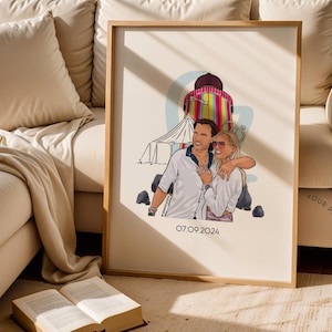 Comprometidos en Glastonbury: Ilustración de compromiso personalizada (arte del festival personalizado)