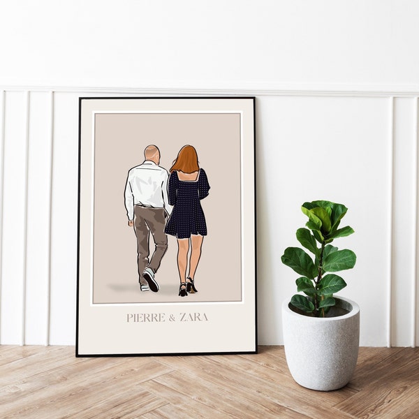 Couple Illustration Print | Best Friends | Sisters | Family | Fathers Day | Birthday | Anniversary | Special Occasion | Personalised Drawing