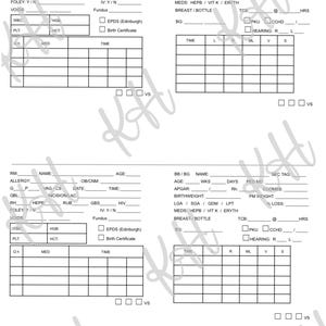 PostPartum Nurse Brain Handoff Report Sheet - Digital PDF
