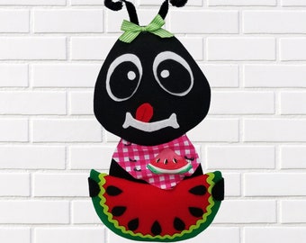 Ant Eating Watermelon Wreath Attachment, Summer BBQ Tree Ornament, Watermelon Home Decor, Ant Wreath Embellishment, Ant & Watermelon, #WAAM