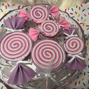 Glittered Foam Lollipop and Swirl Candy: Purple, Pink & White Ornament