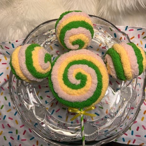Decorative Yarn Balls & Lollipop Embellishment/Attachment, Pink-Yellow-Lime Green Balls/Lollipop Ornament, Tiered Tray Decor, Candyland Deco