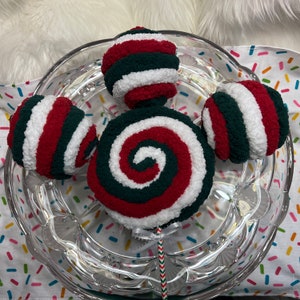 Decorative Yarn Balls & Lollipop Embellishment/Attachment, Red-White-Green Balls/Lollipop Ornament, Tiered Tray Decor, Christmas Decor