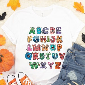 Halloween Alphabet Lehrer Shirt: Gruseliges Herbst T-Shirt
