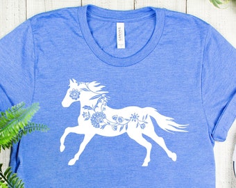 T-shirt met bloemenprint paard - shirt in westernstijl