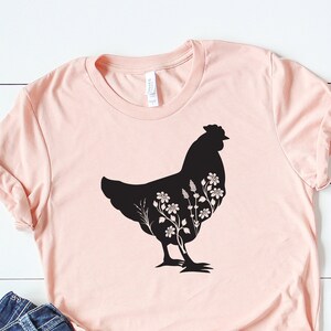 Floral Chicken Shirt, Chicken Shirt, Farm Shirt, Chicken Lover Shirt, Women&#39;s Chicken Shirt, Girl Farm Shirt, Farm Tees, Chicken Whisperer
