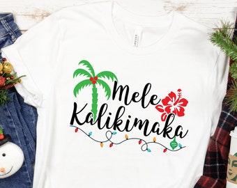 Mele Kalikimaka T-Shirt: Hawaiian Christmas Bella Canvas Graphic Tee
