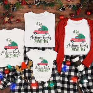 Personalized Matching Family Christmas T shirt, Vintage Truck Holiday T shirt, Christmas 2024 shirt Crewneck V Neck T-Shirt, Christmas Gift