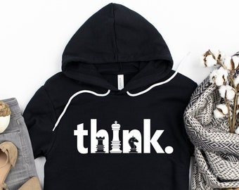 Think Chess Hoodie: Minimalist Gambit Long Sleeve Sweatshirt