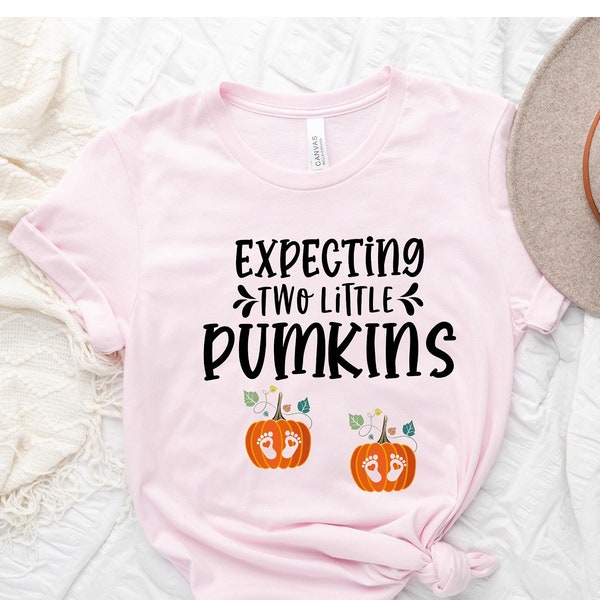 Expecting Twin Two Little Pumpkins Shirt, Twin Pregnancy Announcement Shirt, Twin Thanksgiving Pregnancy,Maternity Shirt, Cute Pregnancy Tee