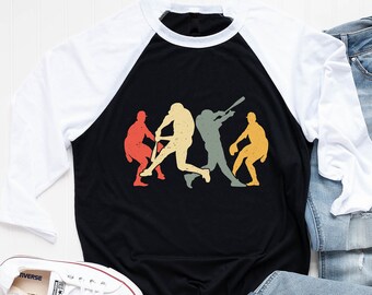 Retro Baseball Player Raglan Shirt: Game Day Tee